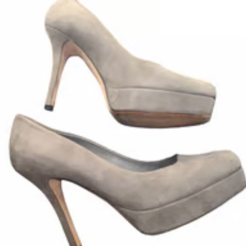 Gucci Grey Suede Platform Pumps - Women's High Heels